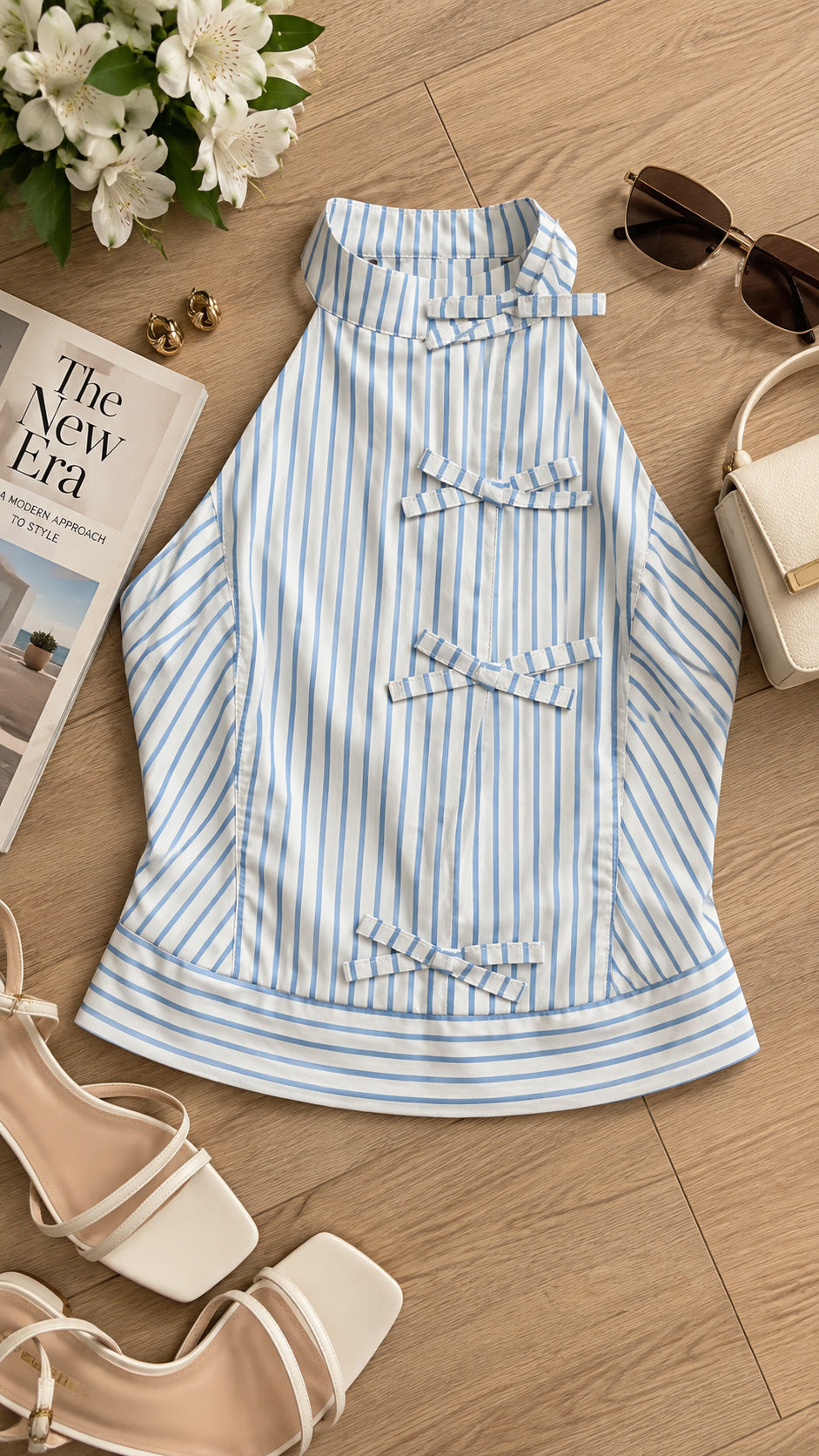 P4081 BLUSA CHALIS BLANCO RAYAS