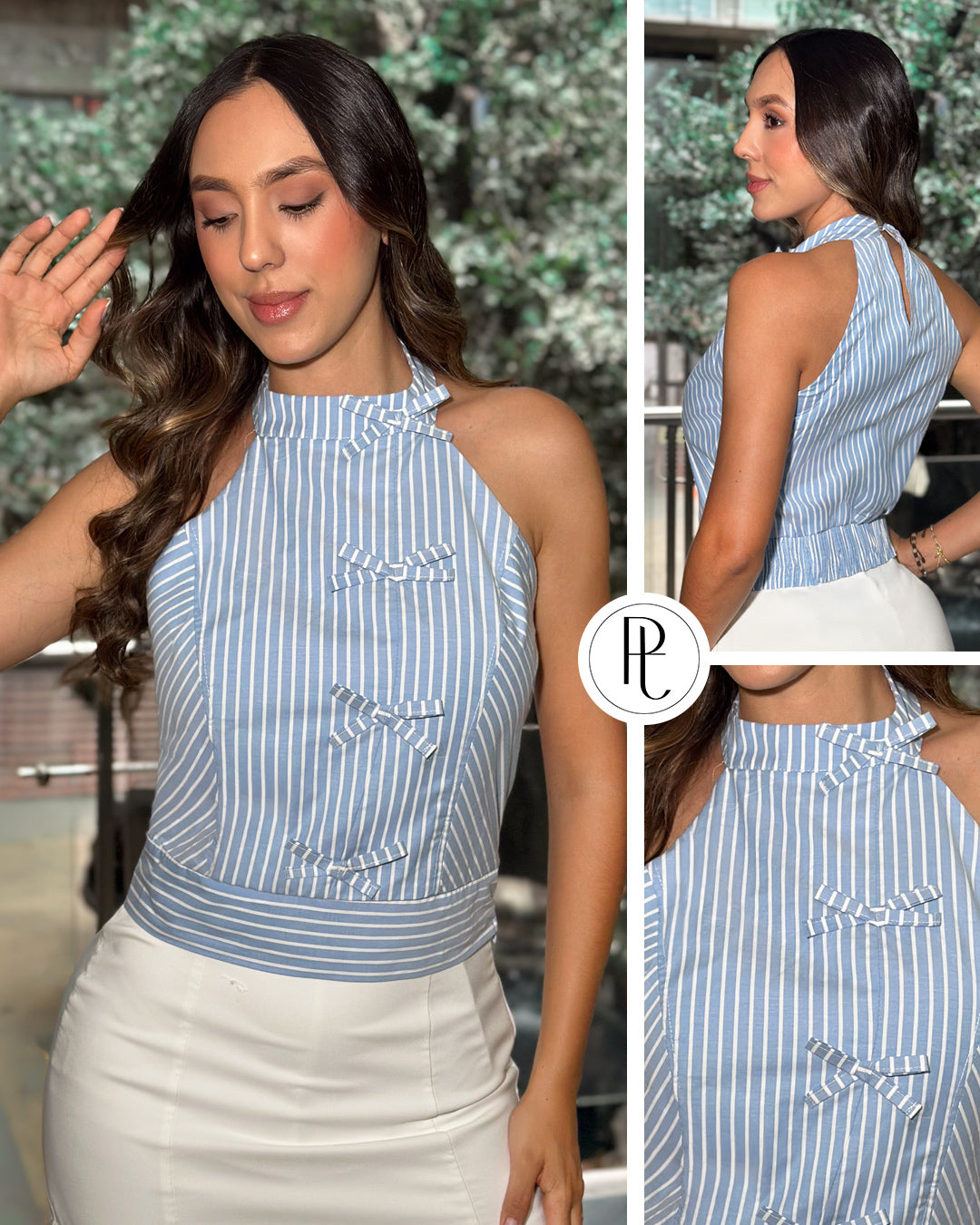 P4081 BLUSA CHALIS AZUL RAYAS