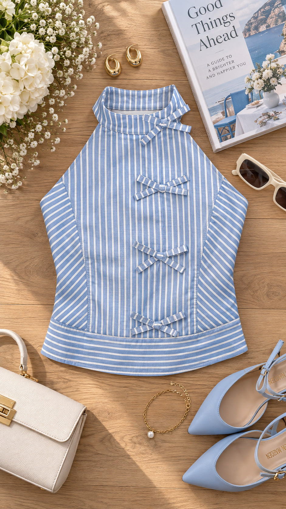 P4081 BLUSA CHALIS AZUL RAYAS