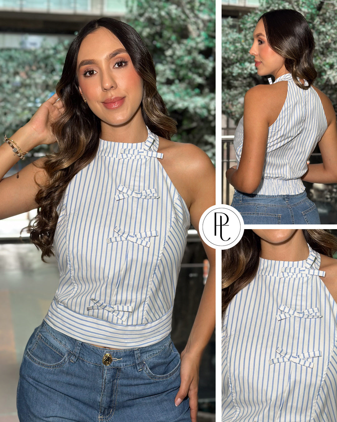 P4081 BLUSA CHALIS BLANCO RAYAS