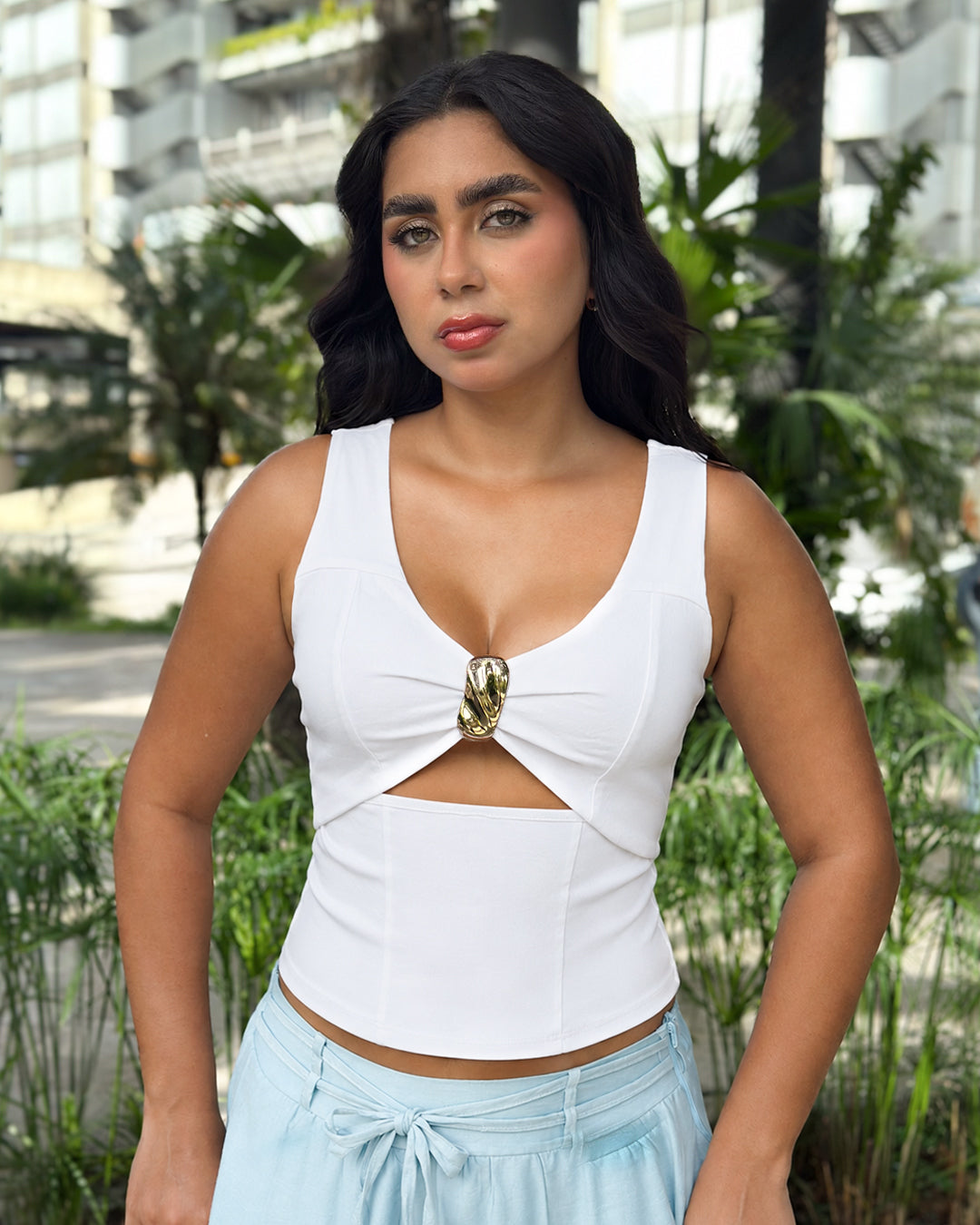 P4084 BLUSA BENGALINA BLANCO