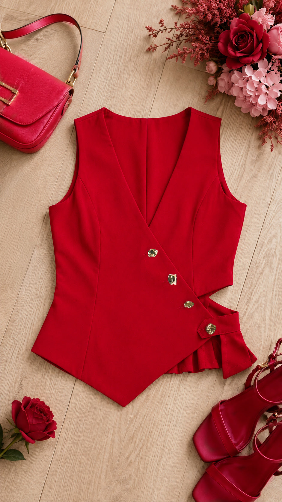 P4085 CHALECO BENGALINA ROJO