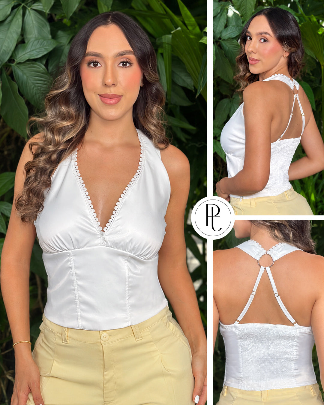P4093 BLUSA SATIN BLANCO