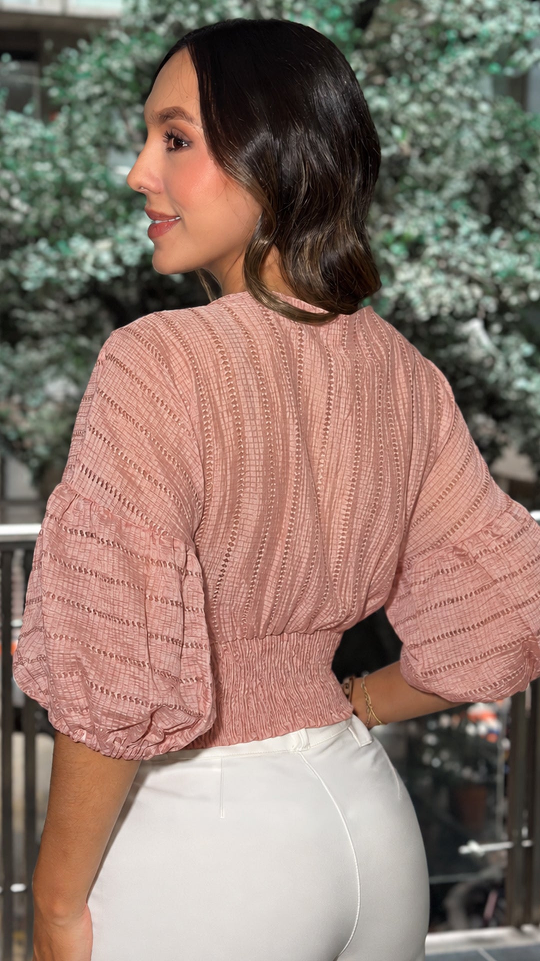 P4098 BLUSA CHIFON GRABADO PALO DE ROSA
