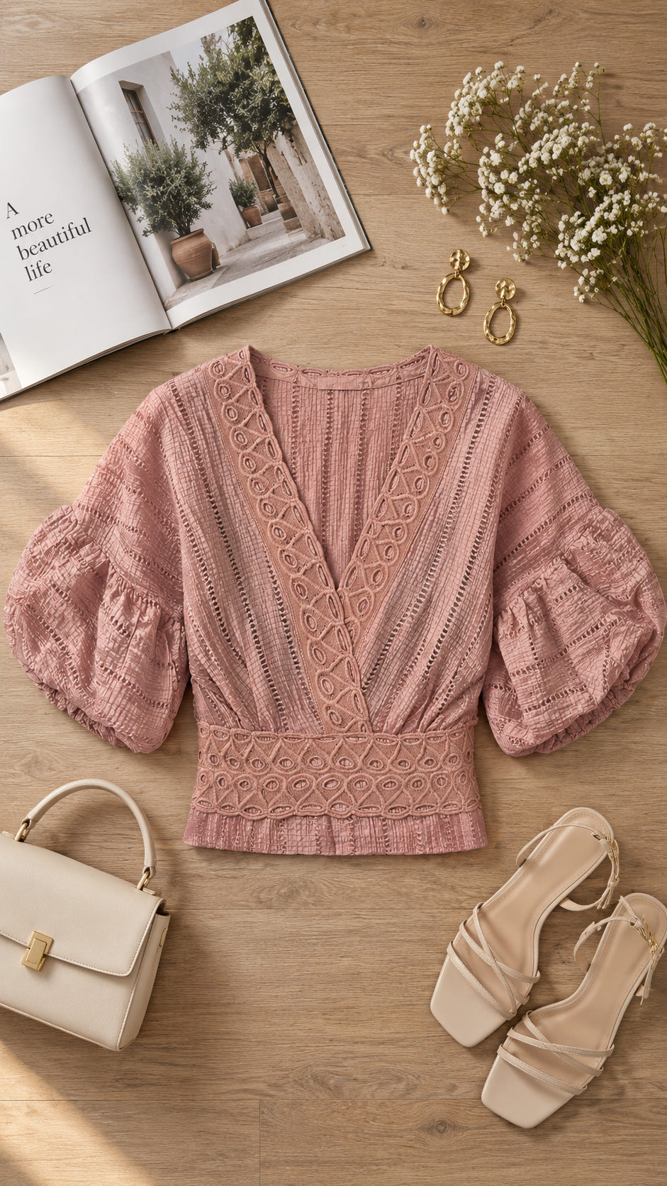 P4098 BLUSA CHIFON GRABADO PALO DE ROSA