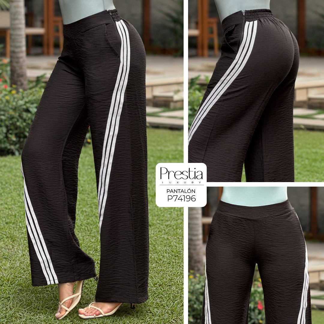 P74196 PANTALÓN LINO POLIESTER NEGRO
