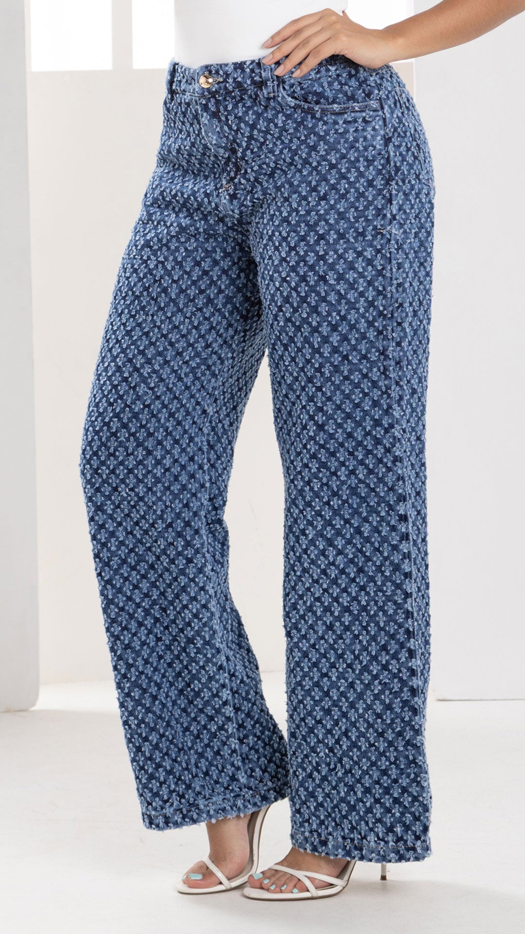 P74354 PANTALÓN INDIGO HUECOS AZUL