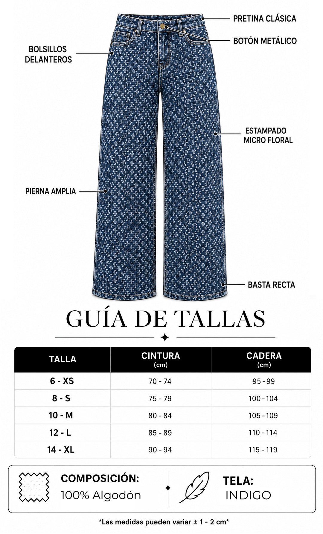 P74354 PANTALÓN INDIGO HUECOS AZUL