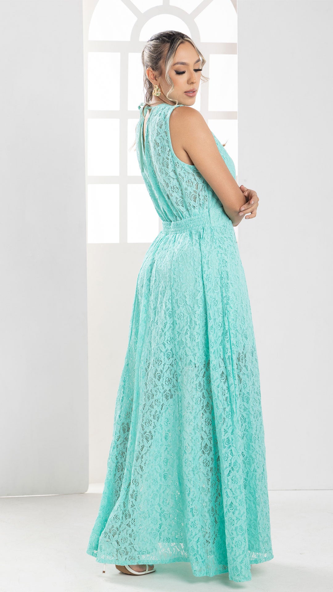 P74358 VESTIDO FALSO CHALIS VERDE MENTA