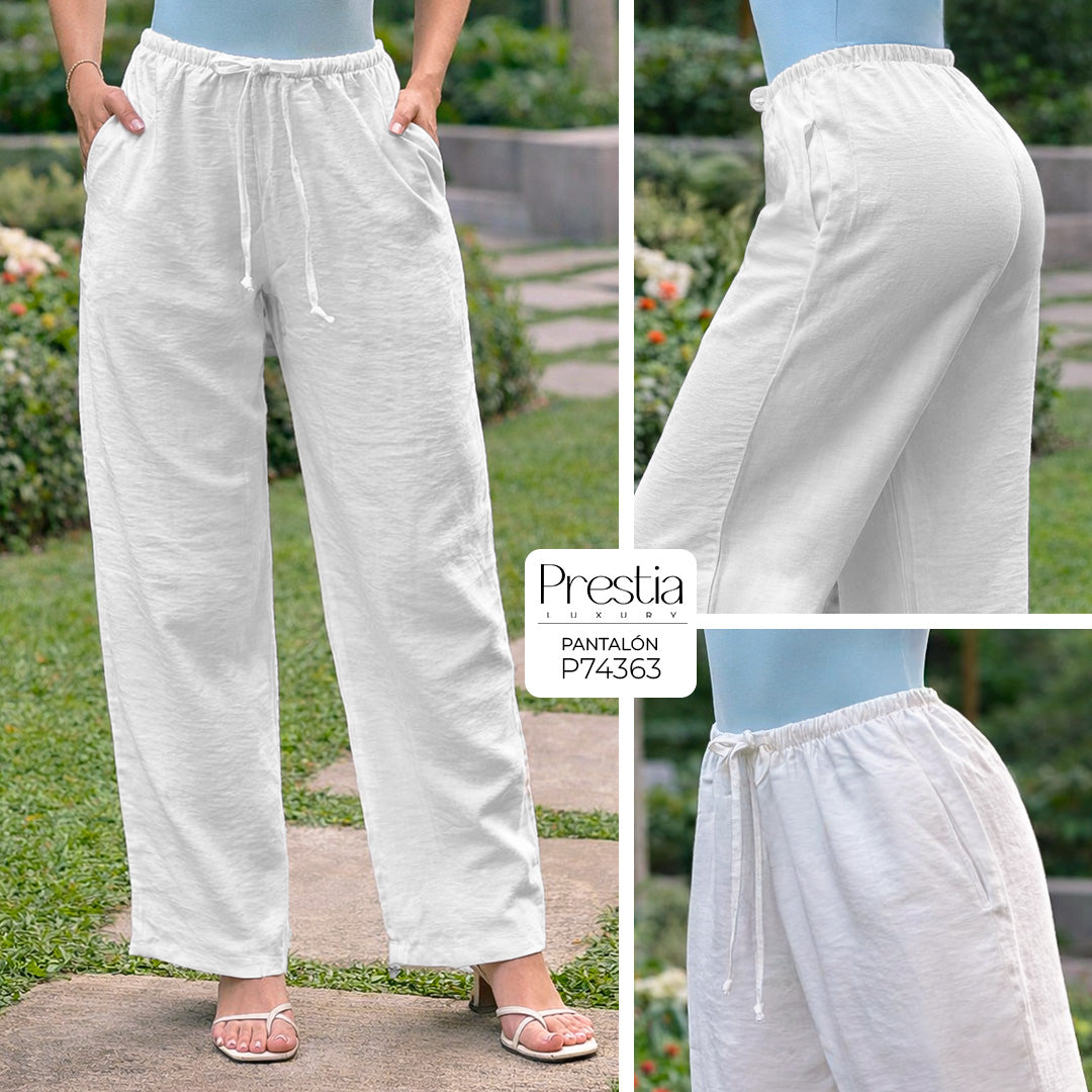 P74363 PANTALÓN POLIESTER MARFIL