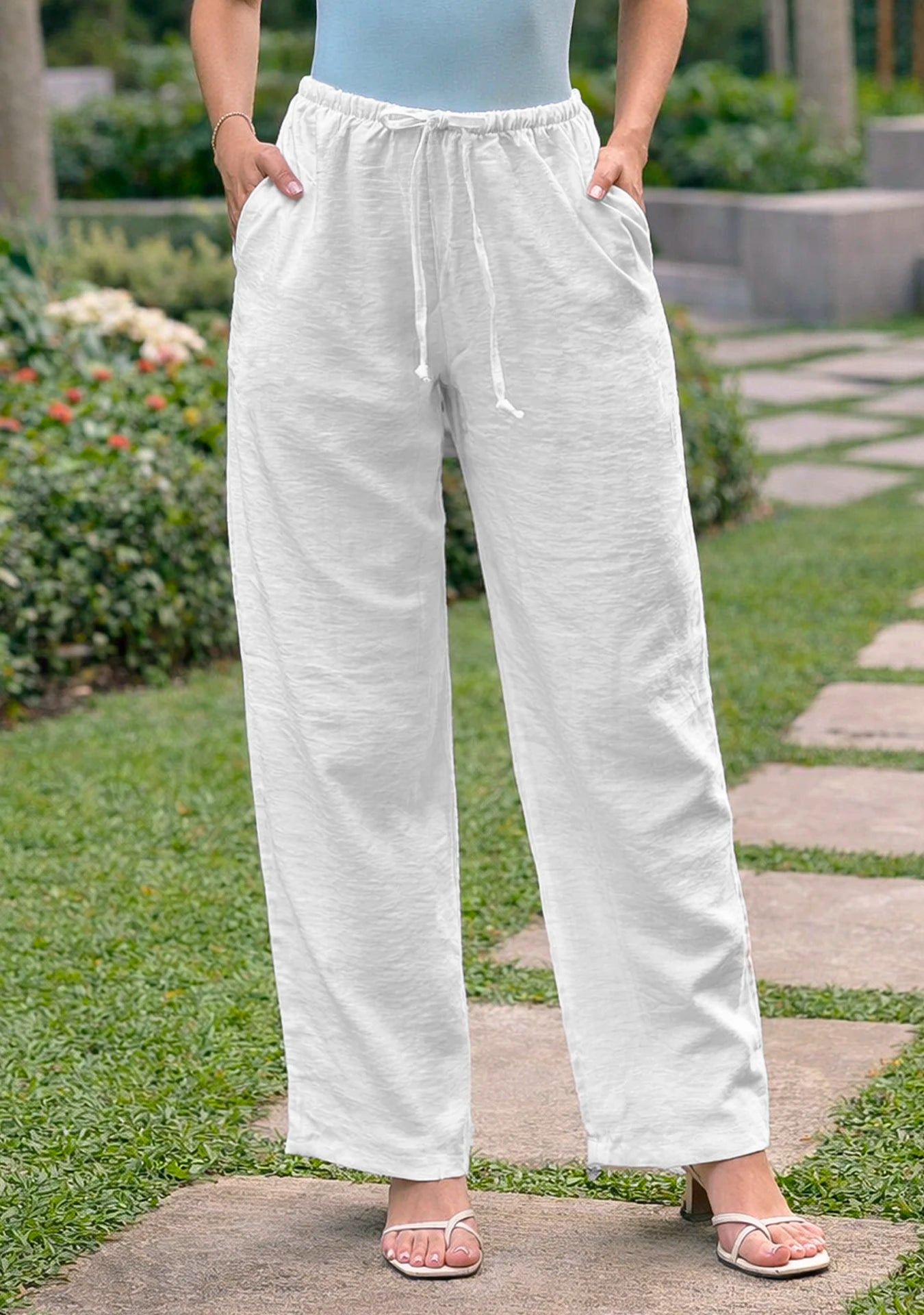 P74363 PANTALÓN POLIESTER MARFIL