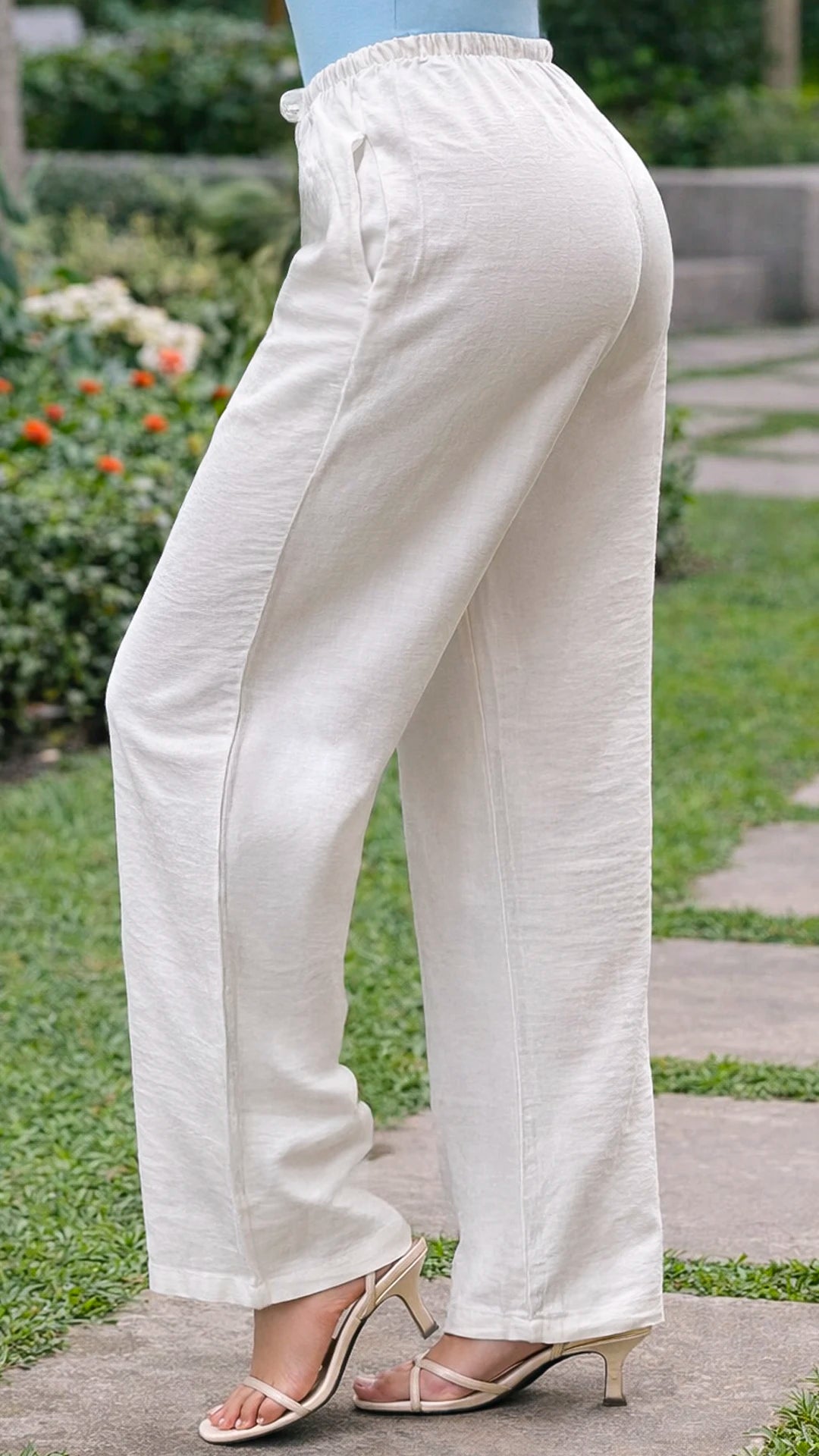 P74363 PANTALÓN POLIESTER MARFIL