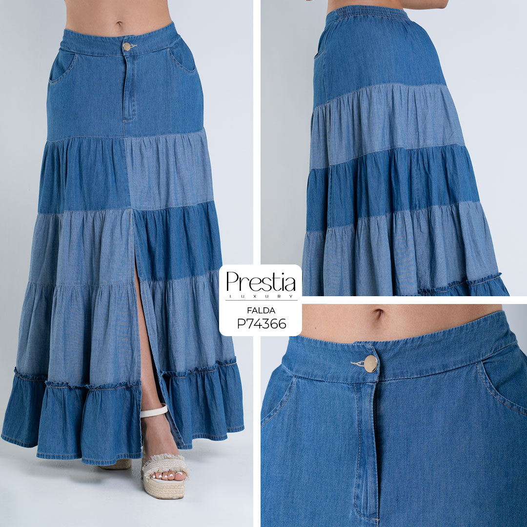 P74366 FALDA CHAMBRAY AZUL