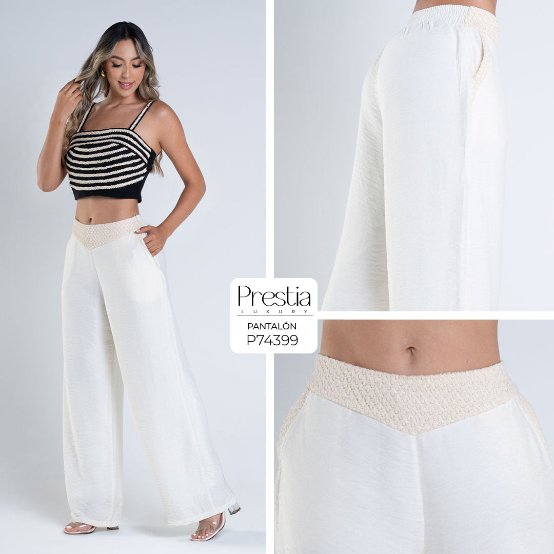 P74399 PANTALÓN GUIPURE CREMA