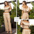 P74409 CONJUNTO LINO BORDADO CAMEL