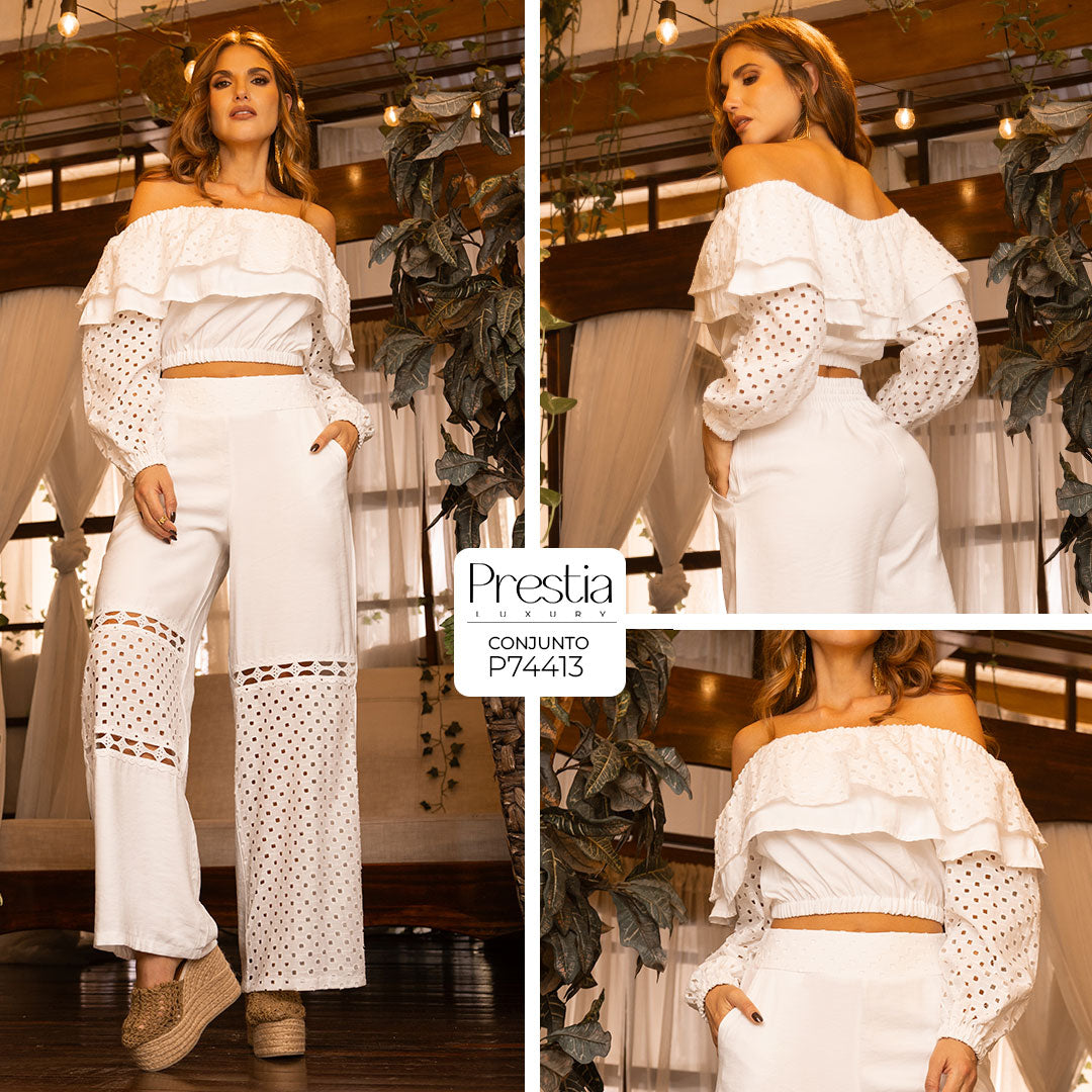 P74413 CONJUNTO OJALILLO MARFIL