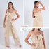 P74422 CONJUNTO LINO POLIESTER Y SATIN CRAQUELADO CREMA