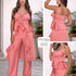 P74422 CONJUNTO LINO POLIESTER Y SATIN CRAQUELADO CORAL