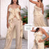 P74422 CONJUNTO LINO POLIESTER Y SATIN CRAQUELADO CREMA