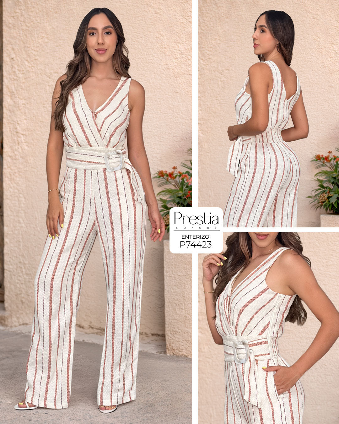 P74423 ENTERIZO TEPIC RAYAS TERRACOTA