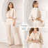 P74428 CONJUNTO LINO POLIESTER CAMEL CLARO