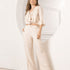 P74428 CONJUNTO LINO POLIESTER CAMEL CLARO