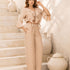 P74428 CONJUNTO LINO POLIESTER CAMEL OSCURO