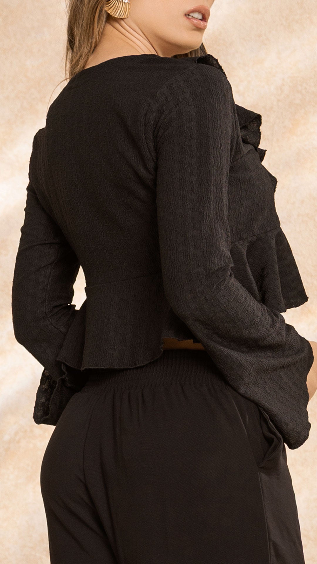 P74433 CONJUNTO TELA DE PUNTO CRAQUELADA NEGRO
