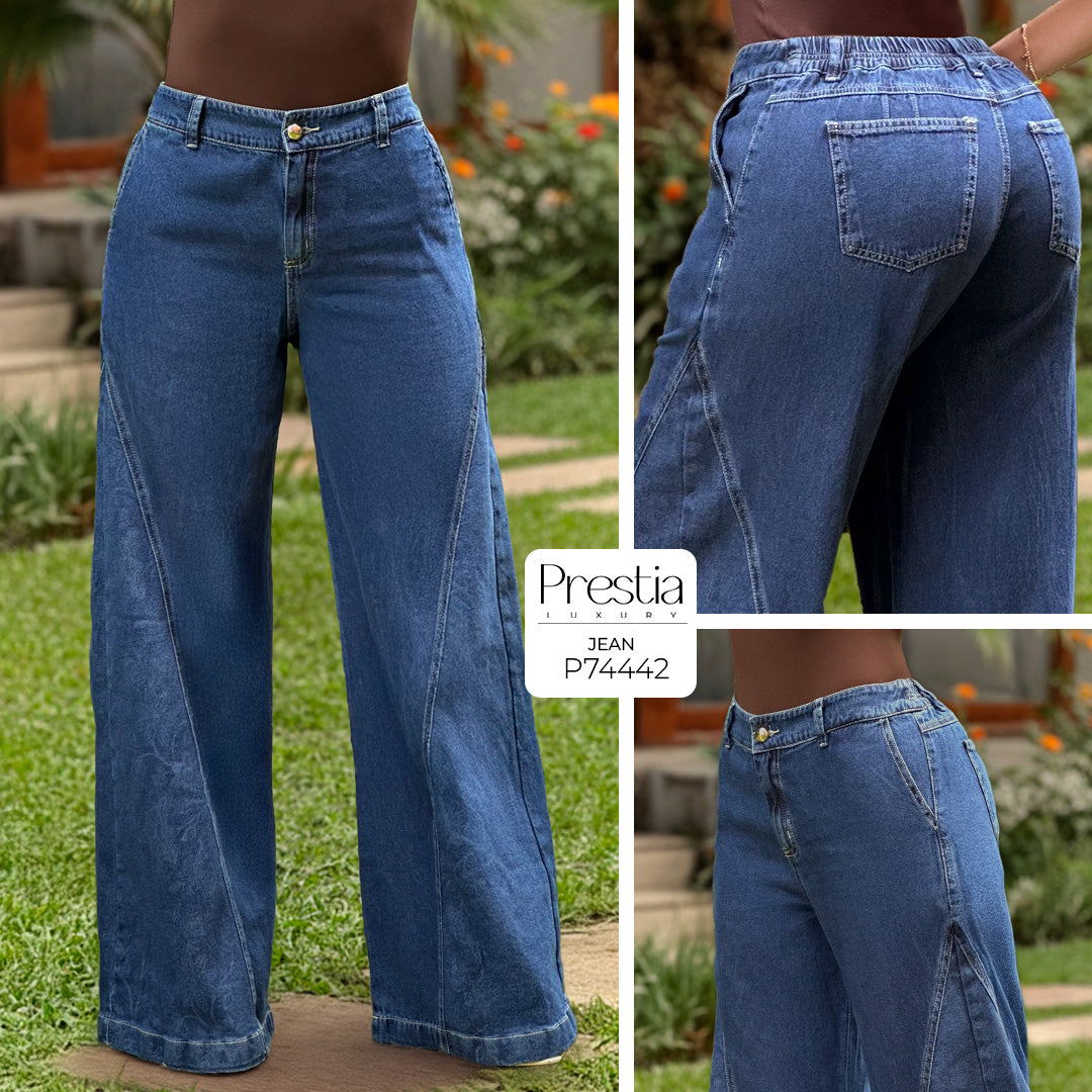 P74442 JEAN INDIGO GRABADO AZUL