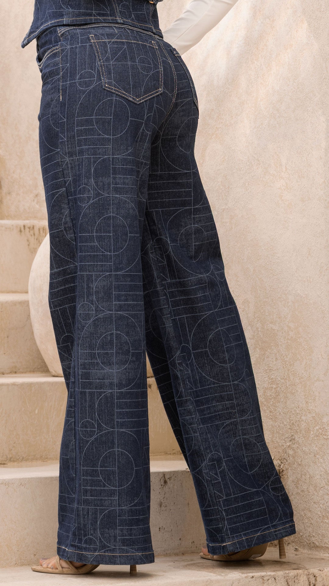 P74443 PANTALÓN INDIGO GEOMETRIC AZUL