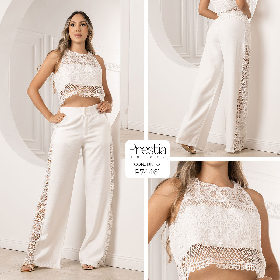 P74461 CONJUNTO GUIPURE MARFIL