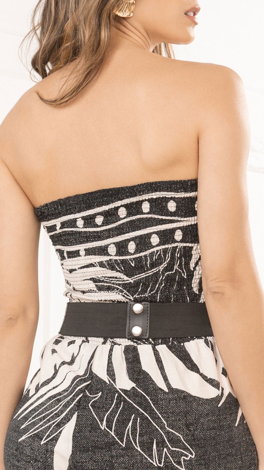 P74470 ENTERIZO CHALIS ESTAMPADO NEGRO