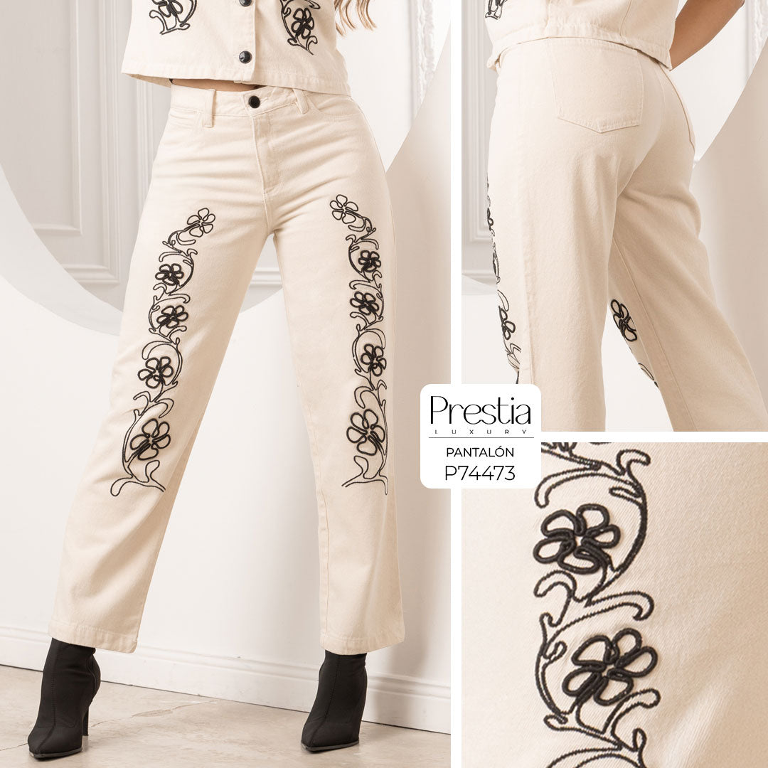 P74473 PANTALON DRILL CREMA