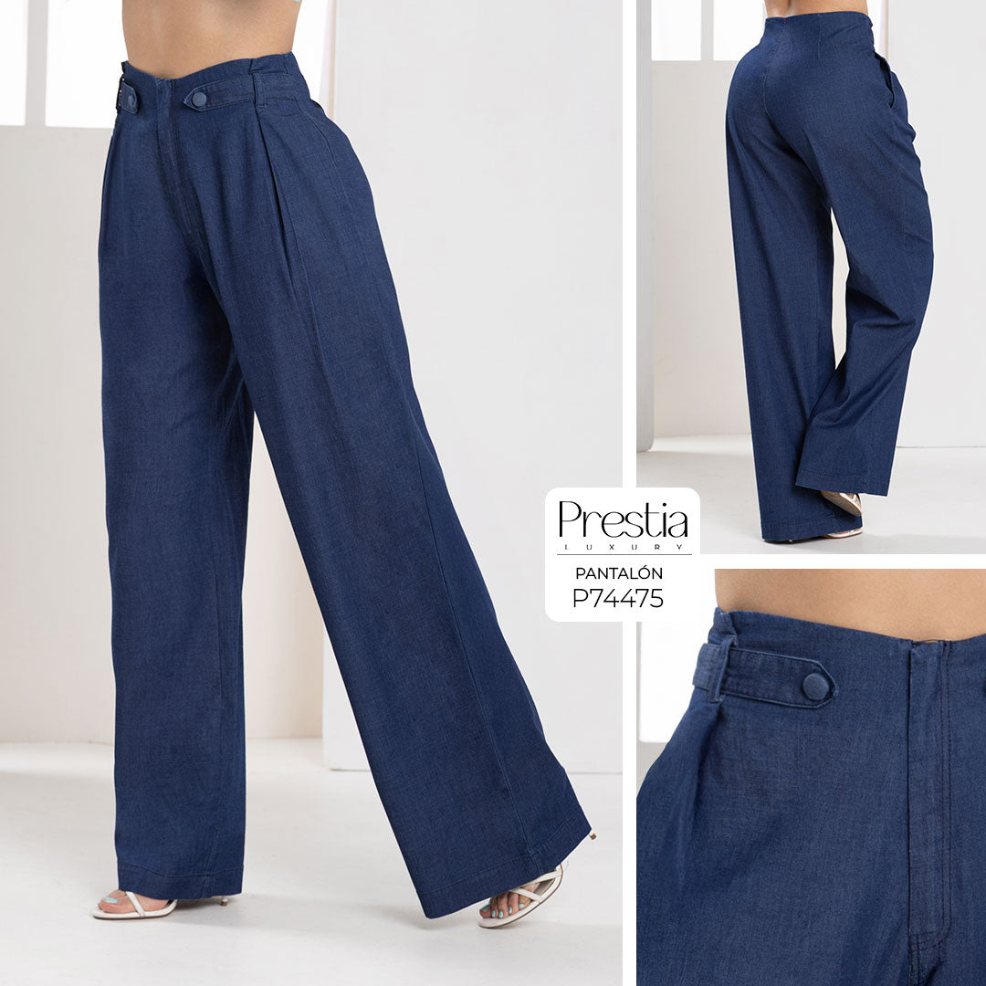 P74475 PANTALON CHAMBRAY AZUL