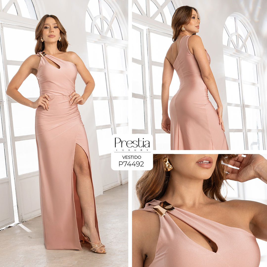 P74492 VESTIDO LICRA DESTELLANTE PALO DE ROSA
