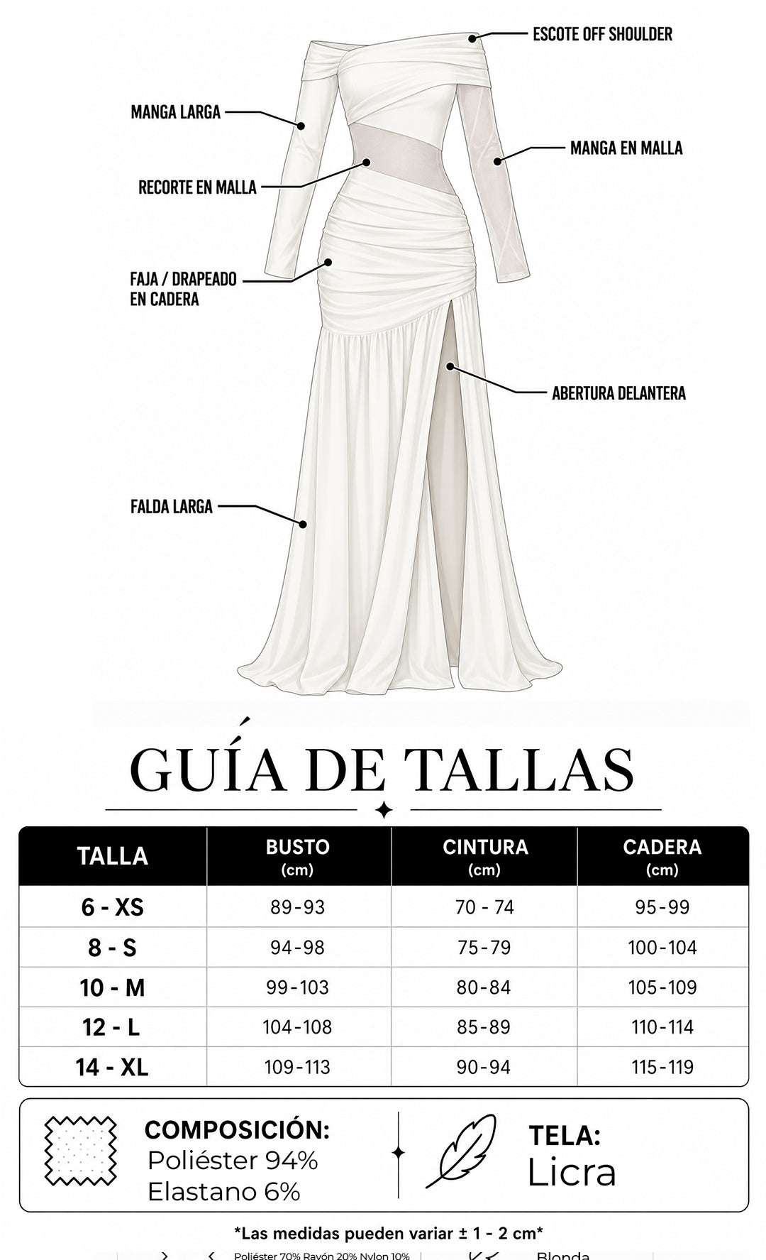 P74501 VESTIDO LICRA DESTELLANTE MARFIL