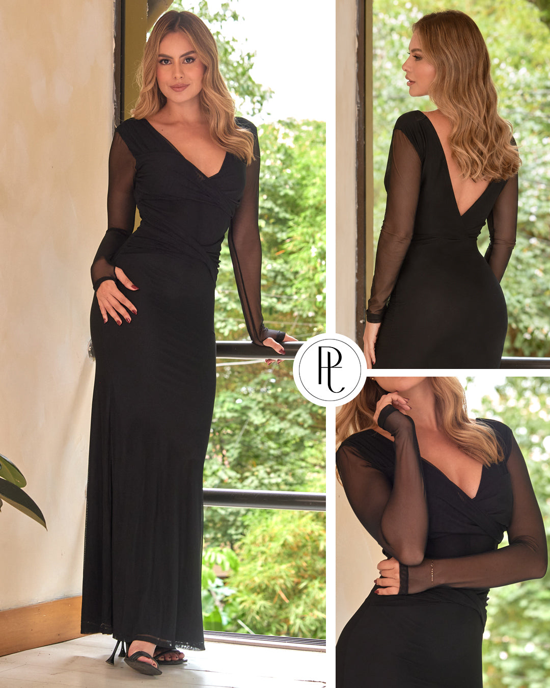 P74527 VESTIDO MALLATEX NEGRO