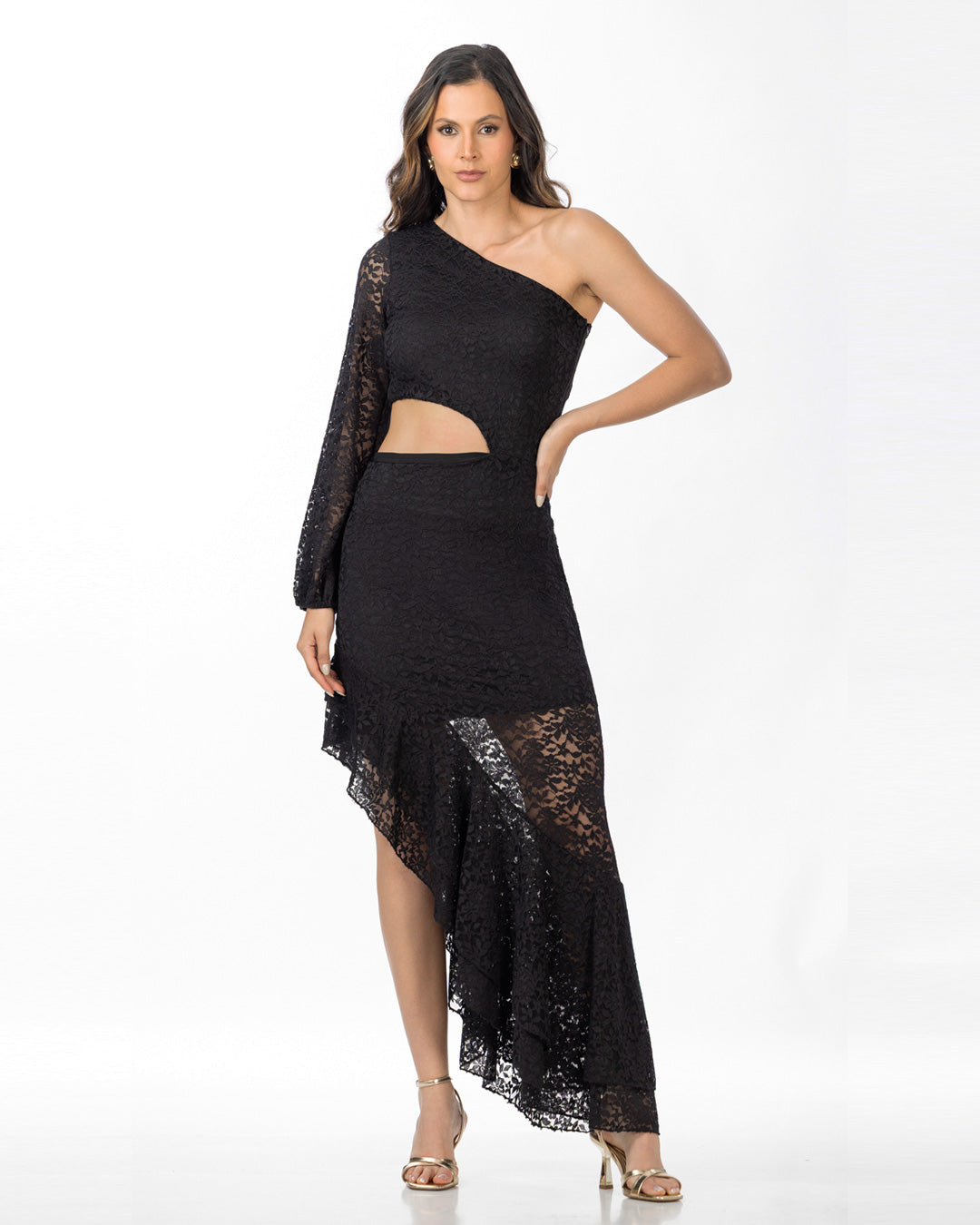 P74532 VESTIDO BLONDA NEGRO