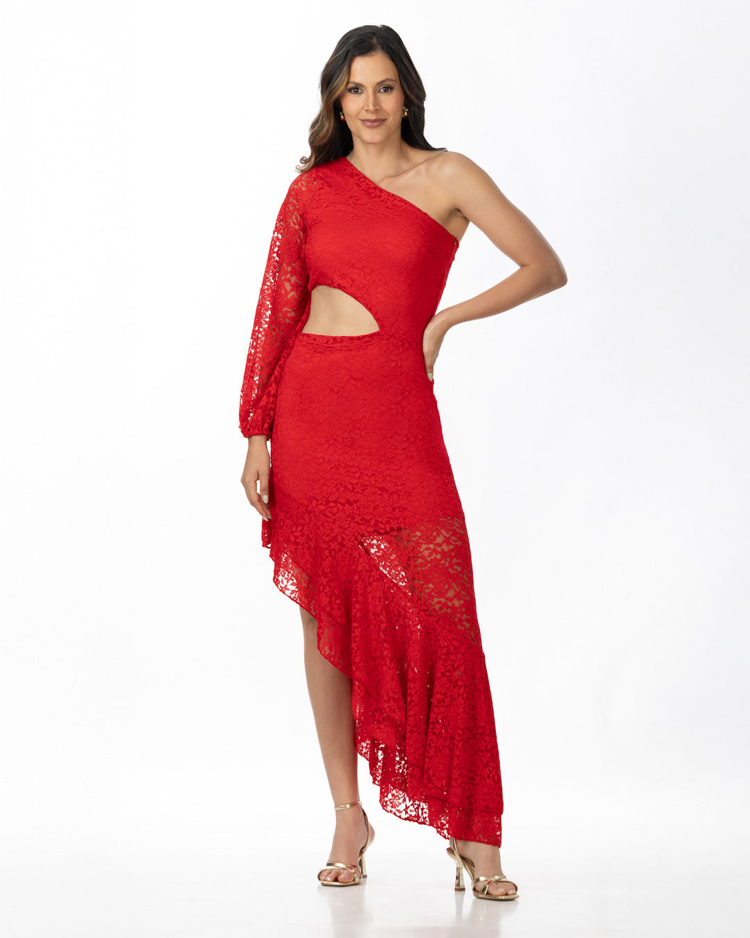 P74532 VESTIDO BLONDA ROJO