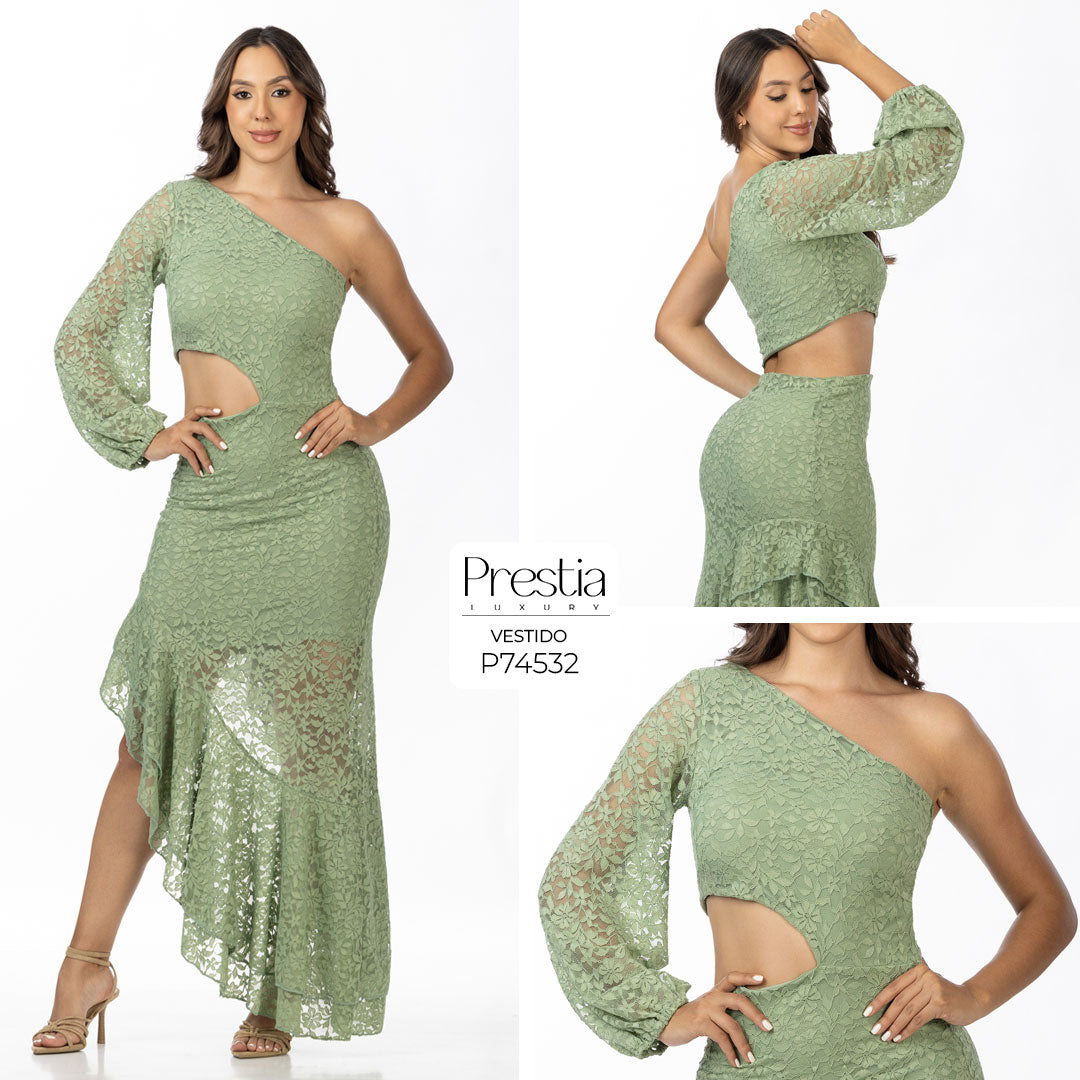 P74532 VESTIDO BLONDA VERDE CLARO