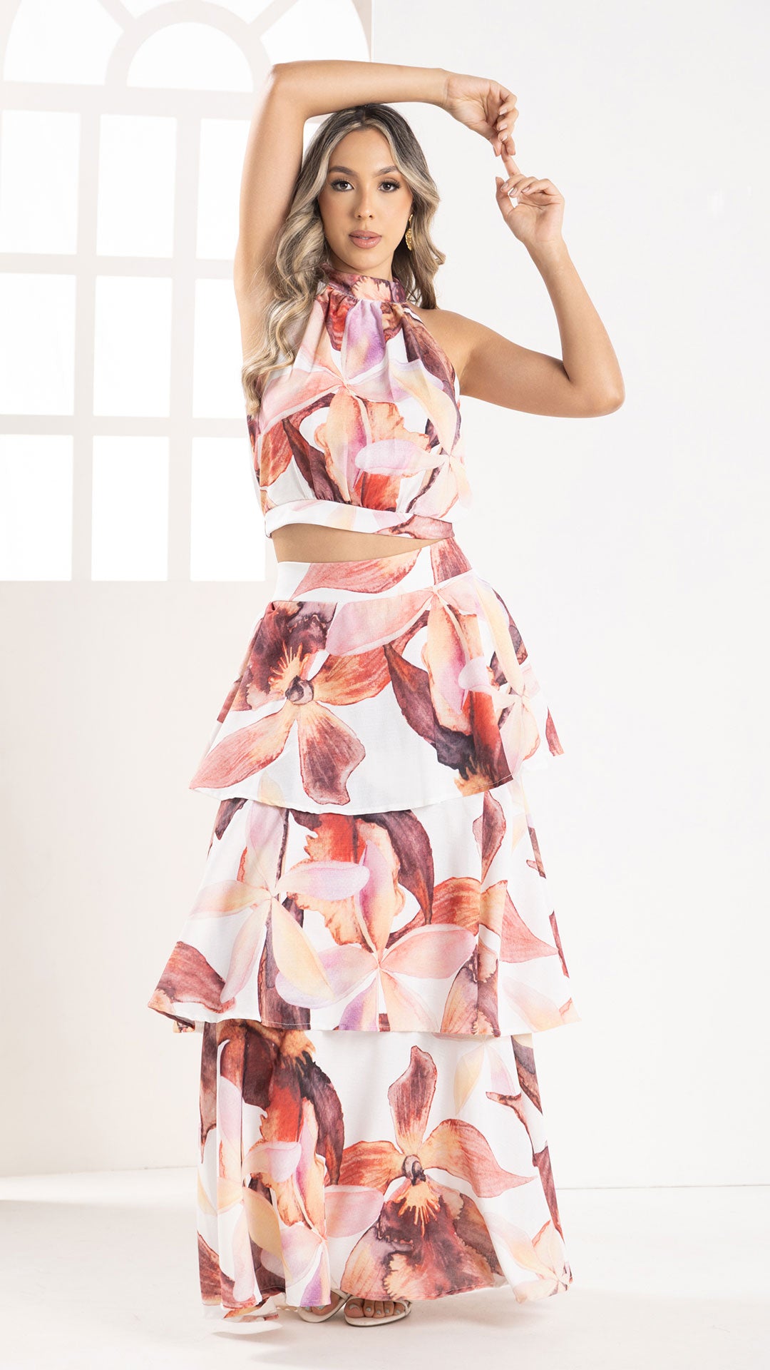 P74535 CONJUNTO LINO MARFIL HOJAS CAFE