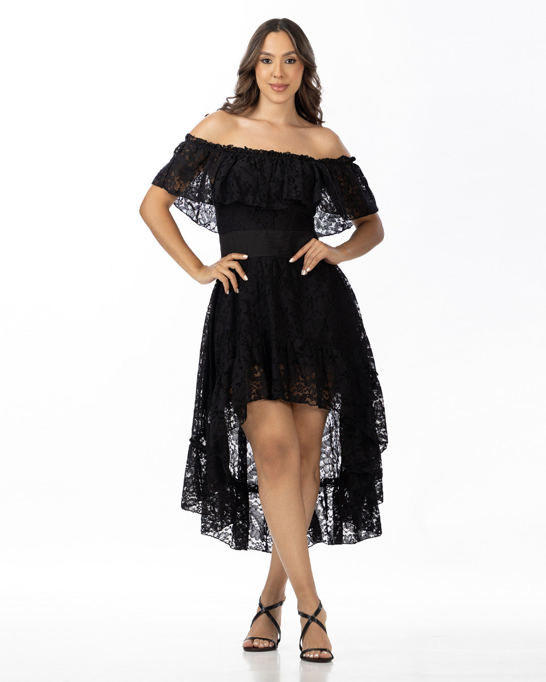 P74536 VESTIDO BLONDA NEGRO