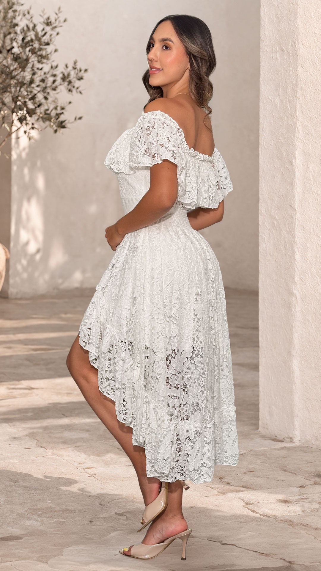 P74536 VESTIDO BLONDA MARFIL
