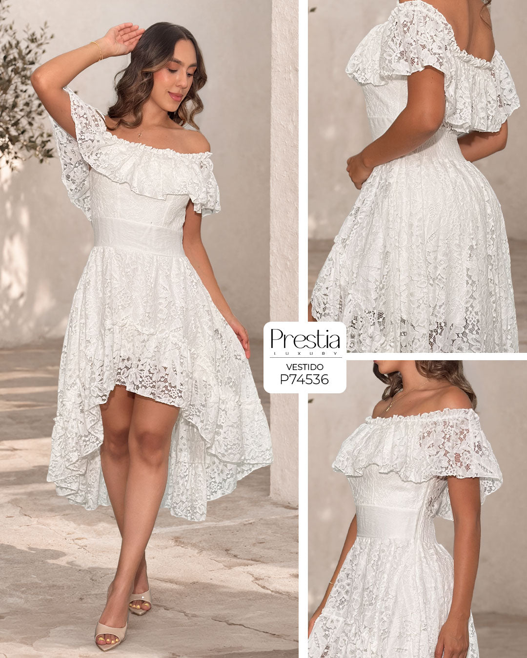 P74536 VESTIDO BLONDA MARFIL