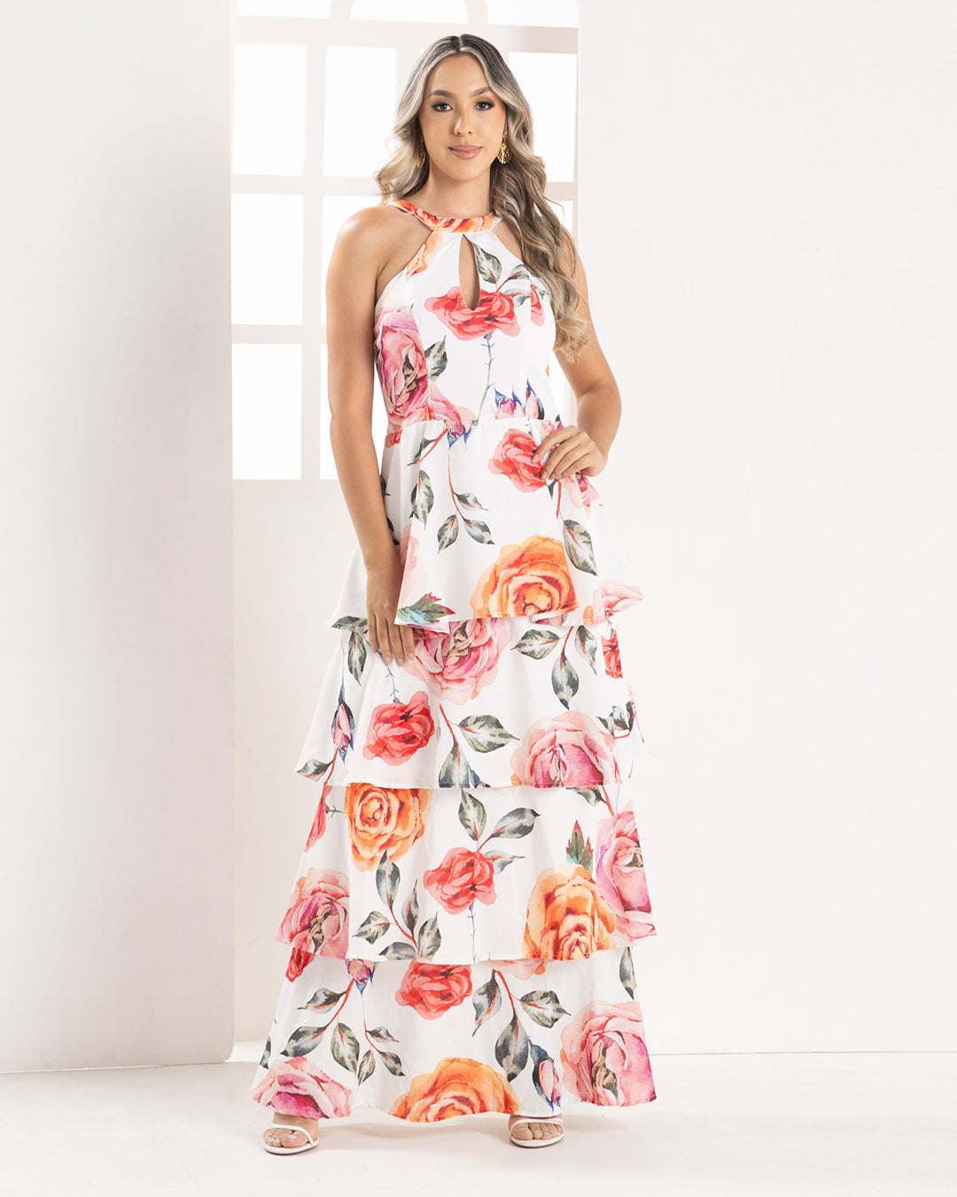 P74541 VESTIDO LINO MARFIL ESTAMPADO