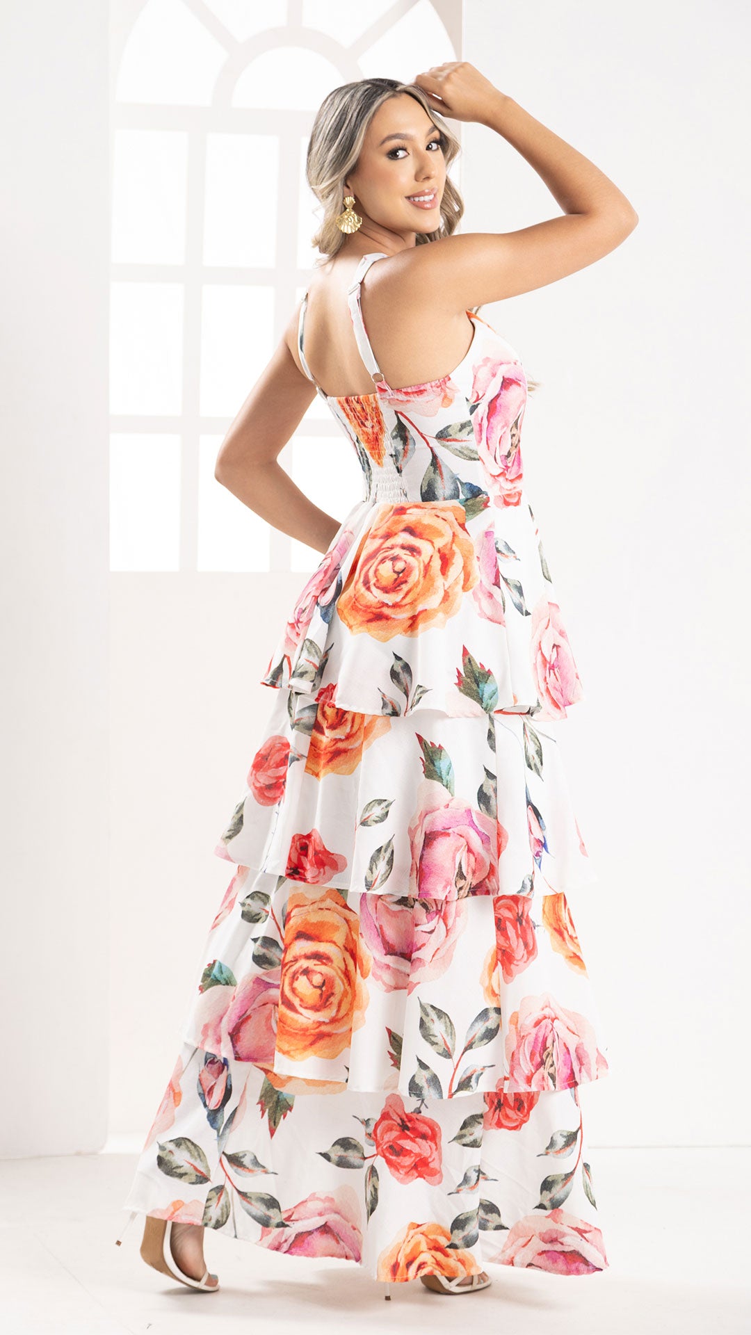 P74541 VESTIDO LINO MARFIL ESTAMPADO