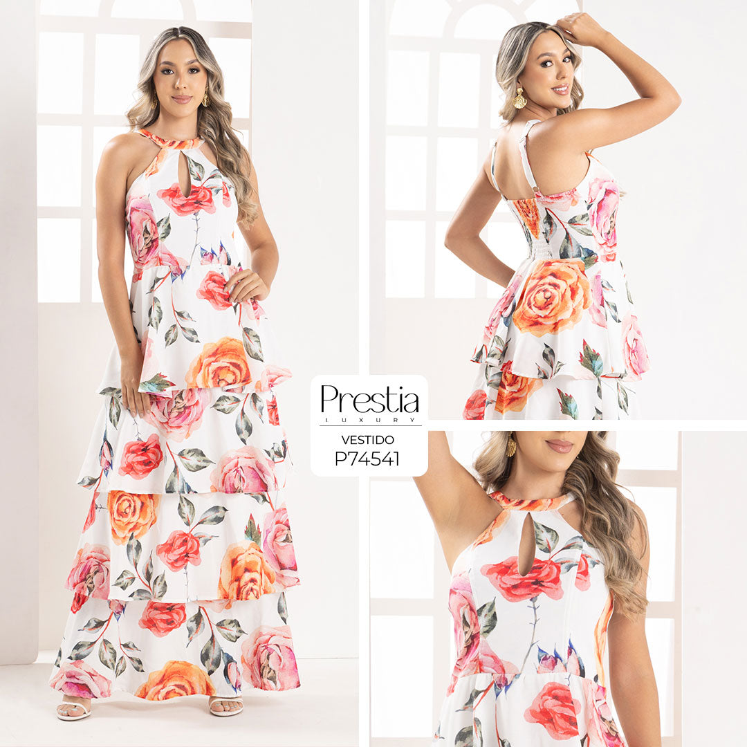 P74541 VESTIDO LINO MARFIL ESTAMPADO