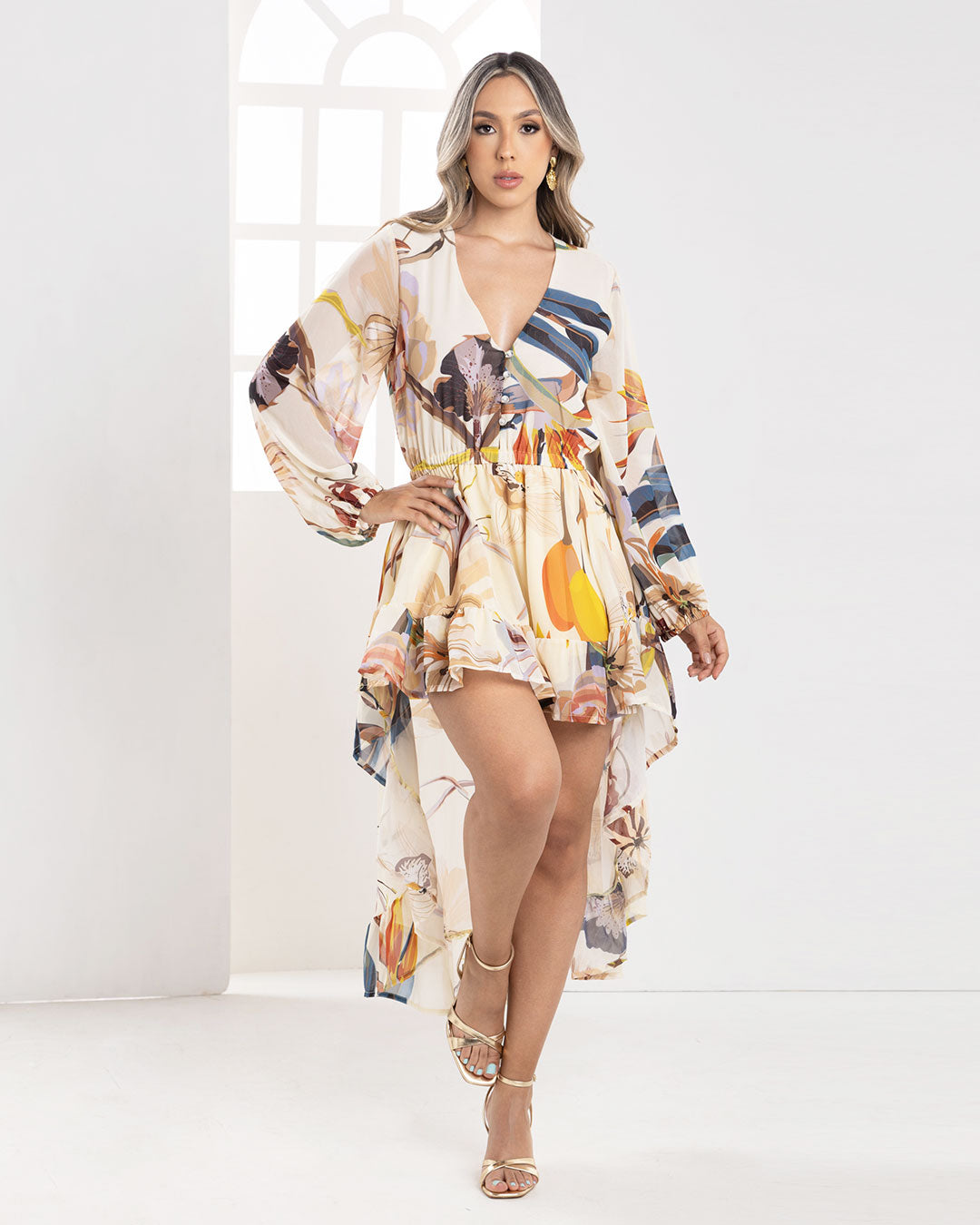 P74545 VESTIDO CHIFON AMARILLO