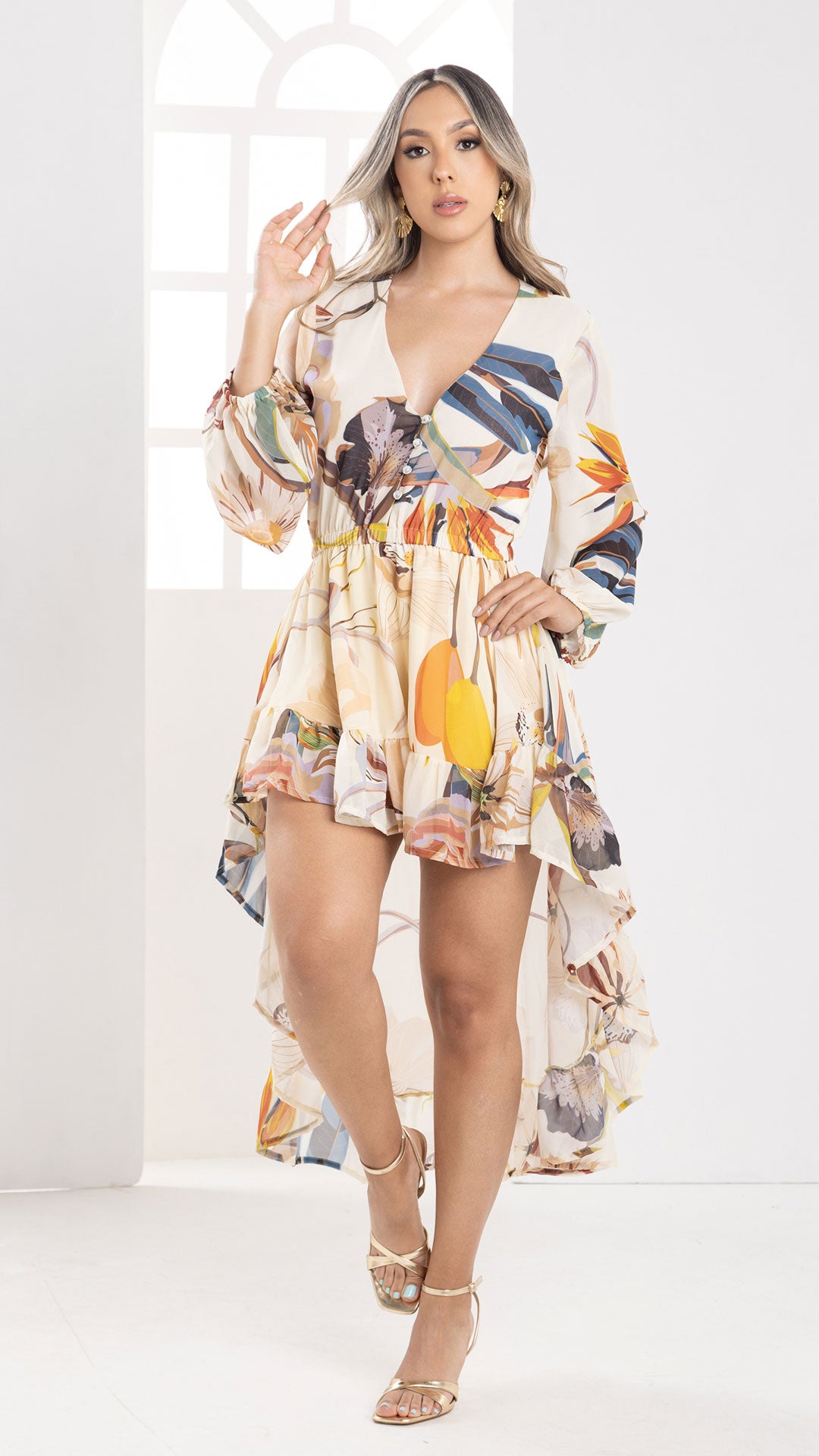 P74545 VESTIDO CHIFON AMARILLO