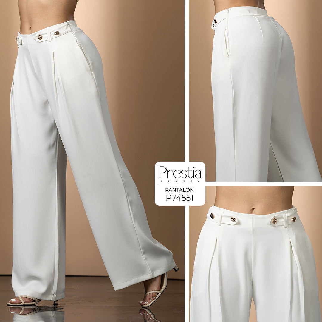 P74551 PANTALON FLOW MARFIL